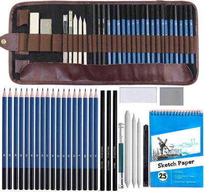 Corslet 29 Pcs Sketch Pencil Set for Artist Sketching Kit Art Tool With Sketch Book