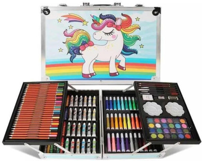 Premio Coppex Deluxe Art Kit Supplies Portable Great Gift Set 145Pcs Unicorn Gift for Painting