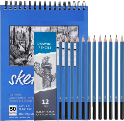 Corslet Sketch Pencil Set 12Pc Drawing Sketching Pencil Set with A5 Sketch Book 50 Sheet