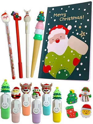 AMYCAUR Christmas Gift Pack of 7pcs Items, Stationery Kit for Kids