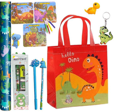 AMANVANI Dino Stationery Set for Kids Stationery for Girls Birthday Return Gift 9 ITEMS