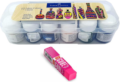 FABER-CASTELL Fabric Color Pack Of 12 With Cube Eraser Free