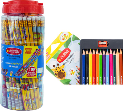 ARTIGGLE Cartoon picture Hb pencil,Extra Dark Pencils (Pack of 100) + JUMBO Colour Pencil