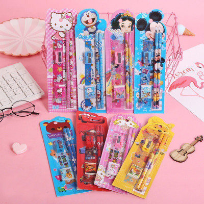 Furnish Marts Mixed Cartoon Stationary 5 in 1 Set For Kids birthday return gifts- Pack of 15