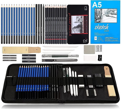 Corslet 47 Pieces Sketch Pencil Kit for Artist Professional Graphite Charcoal Sketch Kit