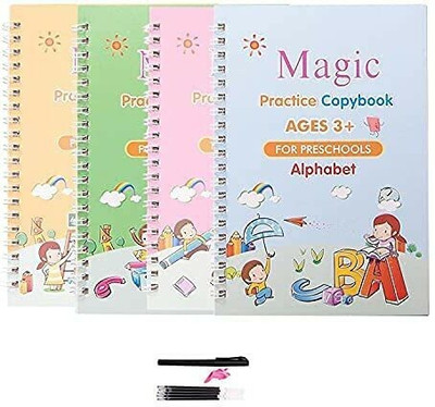 Mynxe magic book for kids ,Magic Practice Copybook, (4 BOOK + 10 REFILL Tracing