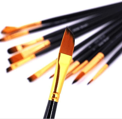 Orld HIGH QUALITY Artists, Painting Brushes Set of 12**(Set of 12, Gold, Brown, Black)