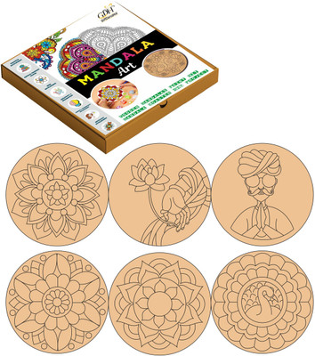 GiftDenaHai Mandala Art DIY Coaster Painting Kit - 6 Pre-Marked for Birthday Gift (101)