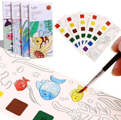 Bloombec Water Painting Book for Kids, Water Coloring Book with Painting Brush(20 Sheets)