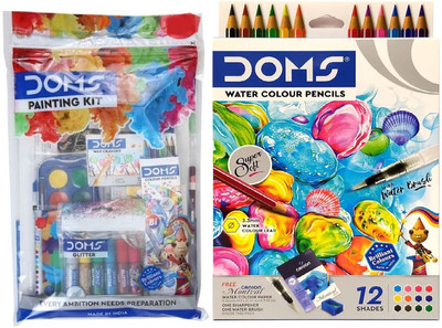 DOMS Water Color Paint Pencil with Champion Kit 9 Painting Essential