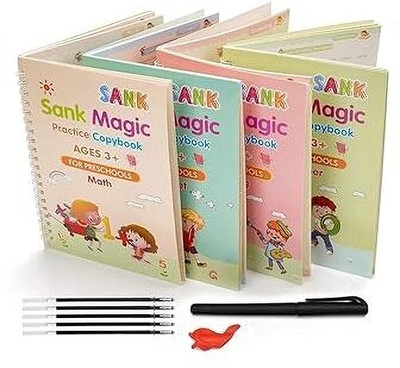 DD Enterprises Magic Calligraphy Books for Children | 4 Practice Copybooks | Magic Writing Set