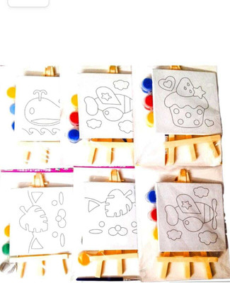 AMANVANI Canvas kit with Paint Brush & Stand Canvas Painting Kit for Kid Return Gift 3pcs