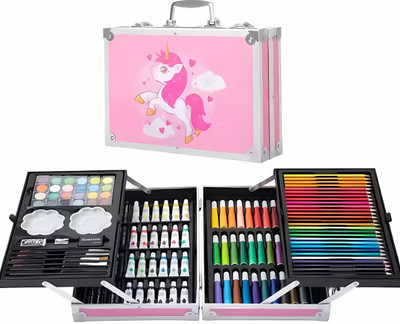 TINZORI 145 pcs Professional Deluxe Art Set with Coloured Pencils, Markers, Paints