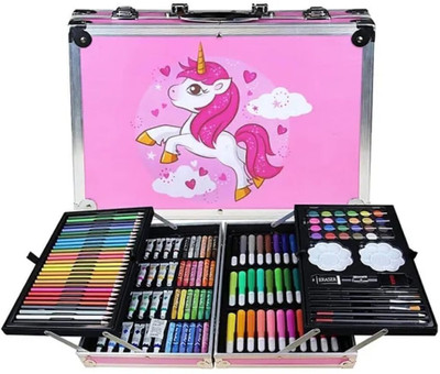 Shivay traders Unicorn Art & Craft Painting Box,Big Coloring Suitcase Multiple 145 Color Kit