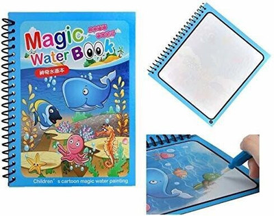 Klick Buy Kid's Reusable Magic Water Coloring Books with water Pen-Random Design (4 Books)