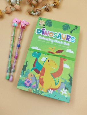 Paper Bear Dinosaur Colour Book with Colorful 2in1 Pencil and 2 Peppa Stack Pencil