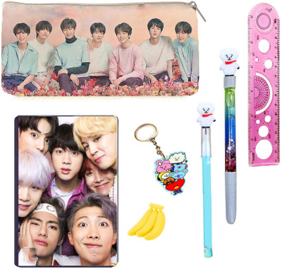 Neel BT21 Collection School Stationery Gift Set for Kids-Diary/Pouch/Pen/Pencil/Ruler
