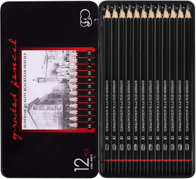 Adoere Artist Pencil for Sketching Drawing Art Pack of 12 with Metal Case