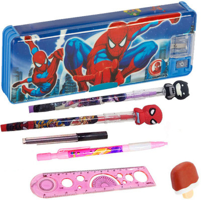 Neel 6Pcs Avenger Theme Stationery Gift Set for Kids Geometry Box/Pencil/Scale/Eraser