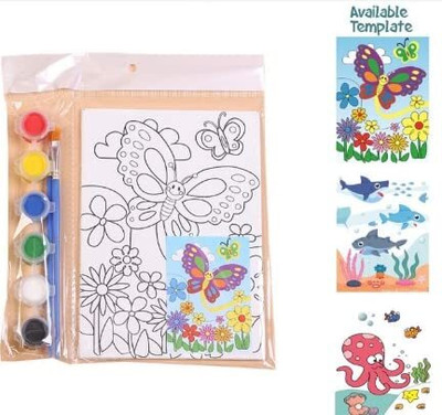 Z-Plus Painting Craft Kit for Kids- 1 Mini Pre- Drawn Canvas Panel Painting Sponge Block(Pack of 1)