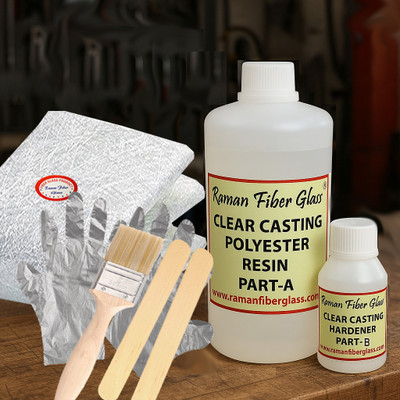 Raman fiber glass Casting Polyester Resin Fiber With all kit 500gm