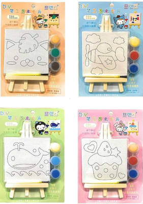 AMANVANI Painting kit with Paints, Brush and Stand, Canvas Painting Return gift 4pcs