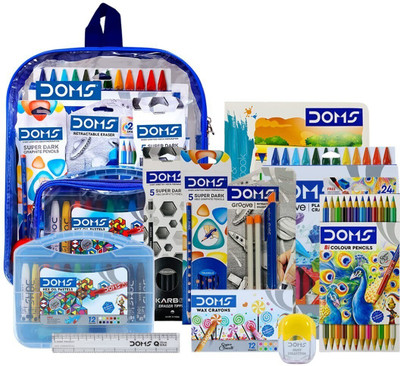 DOMS Blue Kids Smart Kit Combo Bag by The Mark Stationery