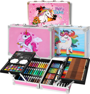 Adoere Deluxe Art Kit Supplies Portable Great Gift Set 145Pcs Unicorn Gift for Painting