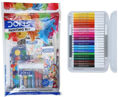 DOMS Painting kit Combo Of 9 Painting Set and 24 Aqua Sketch Pens