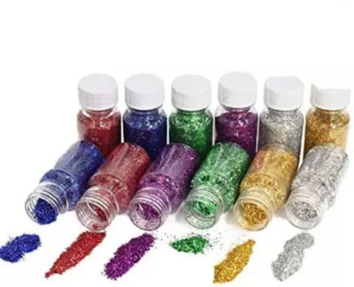 snehatrends 12PC FANCY COLOUR GLITTER POWDER FOR ART & CRAFT / DIY PURPOSE