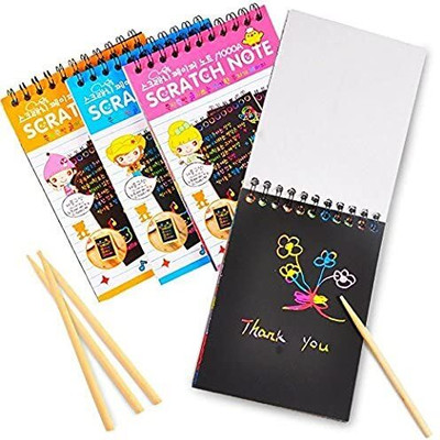 PRIMEFAIR Kids Stationery Magic Notebook Sketch Scratch Paper Note Drawing (Pack of 4)