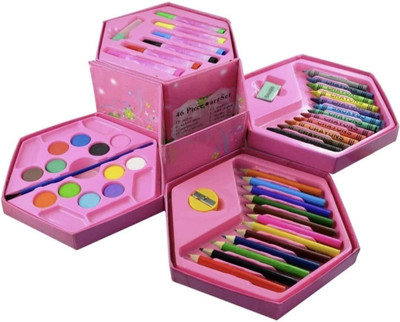 WEMOL 46 Pieces Drawing Art Set With Colors Box Pencil Colors