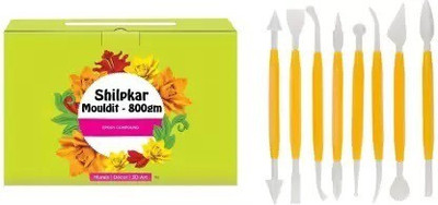 greencom Shilpkar Mouldit Epoxy Compound 800 Gram With Clay Modelling Clay Fondant Tool