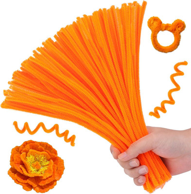 Prescent 12inch Pipe Cleaner Neon Orange 100pcs for Hobby Craft, Scrapbooking, DIY & more