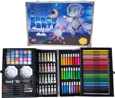 TINZORI 145pc Space Professional Deluxe Art Set with Coloured Pencils, Markers, Paints