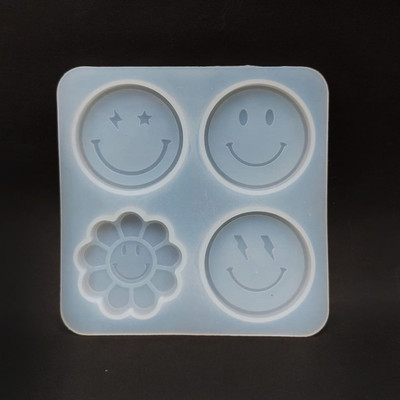 SS Art Land 4 in 1 Smiley Pop Socket Silicone Mould For DIY Resin Art & Craft Project - 1Pc
