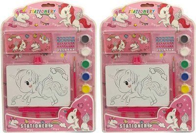 AMANVANI Unicorn Painting kit with Paints Brush and Stand Canvas Painting for Kids 1pcs