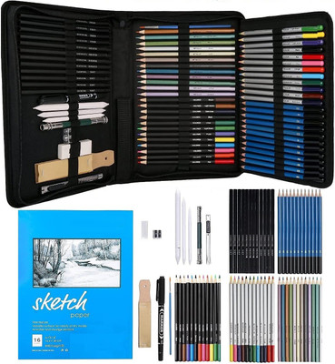 Corslet Sketch Pencil Set 71 Pcs Art Graphite Water Colour Pencils Set With Sketch Book