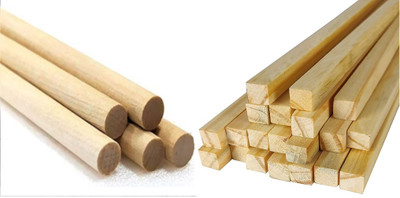 JCT AGRICO natural wooden round(5piece)&square dowel(10piece) for decor/diy