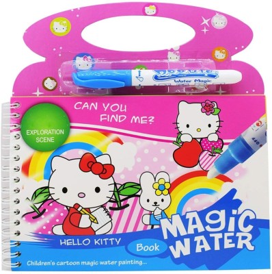 Asera Cartoon Theme Magic Water Painting Book & Doodle Pen for Kid (1Pc) (Hello Kitty)