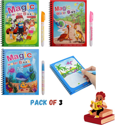 SHINI LIFESTYLE (Pack of 3) Reusable Self Drying Water Painting Books, Water Magic Book for Kids