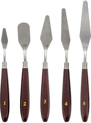 Eclet Palette Painting Knives - Set of 5 Various Sizes & Shapes, Stainless Stee-Pp