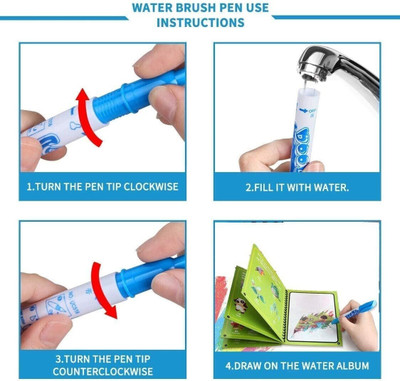 KHILONEWALA 4Pcs Magic Water Quick Dry Book Magic Coloring Books for Kids - Random Print-new