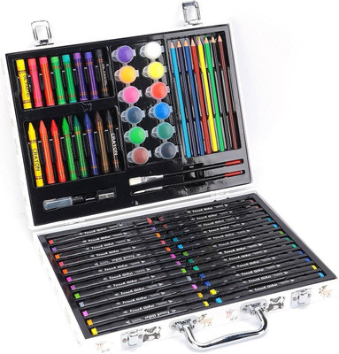 Dajienterprise 78-Piece Painting Set in Wooden Case with Wooden Case Including