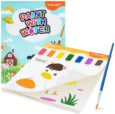 YPLUS 3-in-1 Watercolor Coloring Book – Farm Animals Edition with Built-in Paint