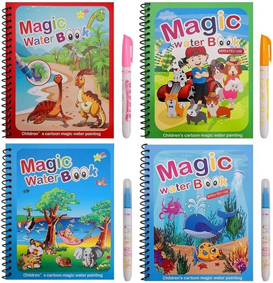 Wishbone MAGIC WATER BOOK Magic Water Book For Kids With Magical Water Doodle Pen Sketch Pad(4 Sheets, Pack of 4)