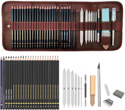 TouchCool 35pc Professional Graphite Sketching Charcoal Drawing Pencils Art Tool Kit Set