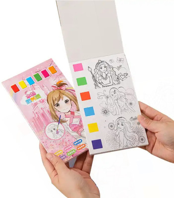 Taufa Villa Painting Doodle Book for Kids Gouache Painting Book with 1 Brush For Kids