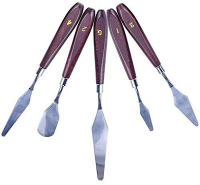DiaCia Premium Painting Palette Oil Paint Spatula Set with Wooden Handle 5 Pcs