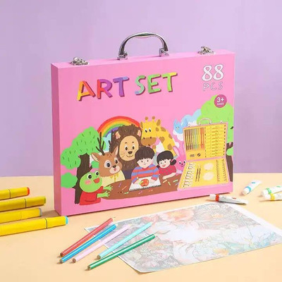Dajienterprise 88pc Crayons Colouring Pencils Watercolours Oil Pastels for Drawing for Children